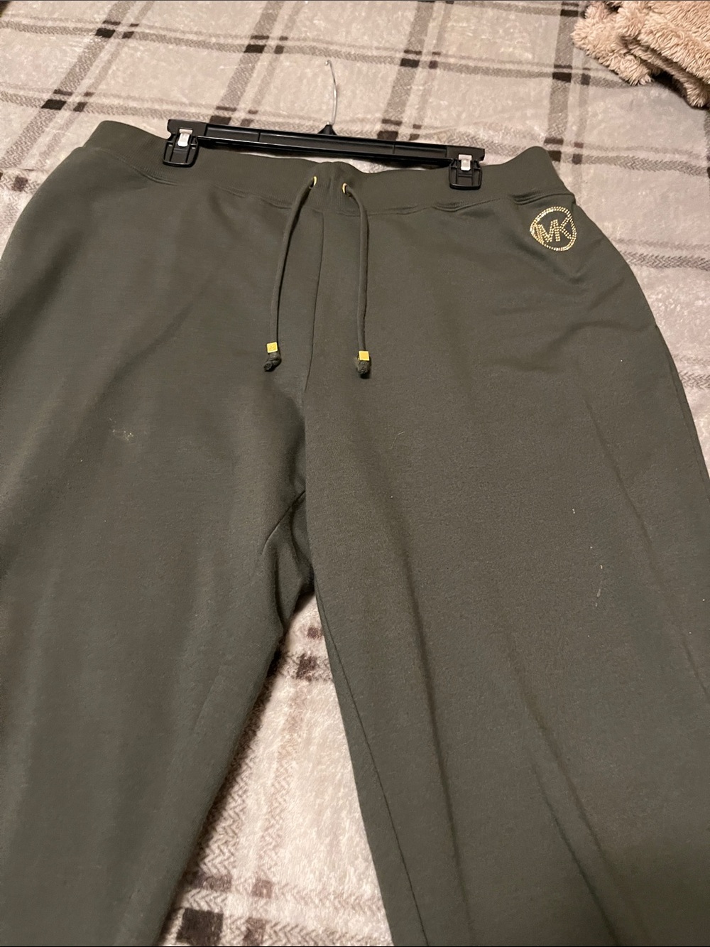 Michael Kors Olive Drawstring Jogger Leggings with Gold Accents size XL - Picture 5 of 5
